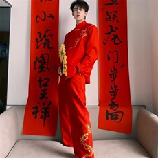 W9277-P63网图现货春季新款新中式立领西服结婚垫肩风外套，男装西服，星座1608-2