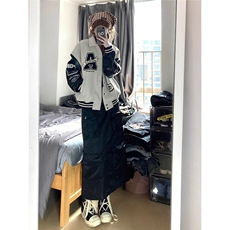 美式高街棒球服外套秋季新款翻领刺绣情侣立领夹克复古宽松上衣，男装夹克，星座601-1