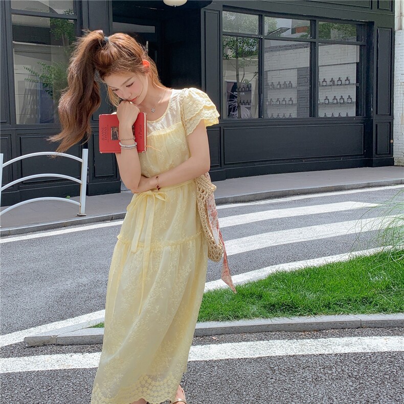新品现货2025夏装新款蕾丝刺绣连衣裙2C116-2528-P145-K198,女装连衣裙,2C116
