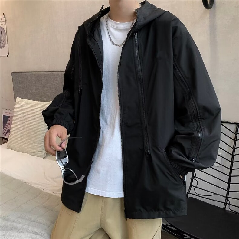 日系机能风连帽冲锋衣外套男潮牌宽松春秋男生工装夹克F7145-p65,男装夹克,星座1008-1