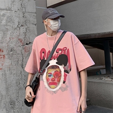 B239-1093-P25熊猫大头贴创意印花夏季重磅落肩袖短袖T恤港风，男装T恤，星座514-2(原B239)