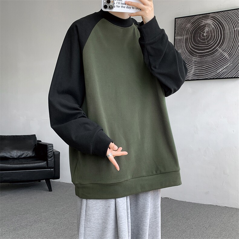 8XL-M280g重磅插肩半高领长袖t恤男打底德绒卫衣DR001特P27加绒37,男装T恤,电商B312