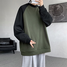 8XL-M280g重磅插肩半高领长袖t恤男打底德绒卫衣DR001特P27加绒37，男装T恤，电商B312