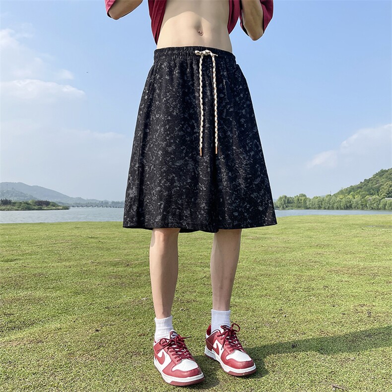 供视频~可二开扎染短裤男夏季五分裤K838特P30控55,男装牛仔裤,电商A309