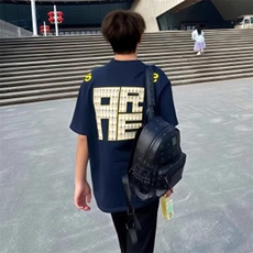 万针全刺绣工艺抖音得物高品质260克重磅纯棉双纱美式高街短袖T恤，男装T恤，电商A486