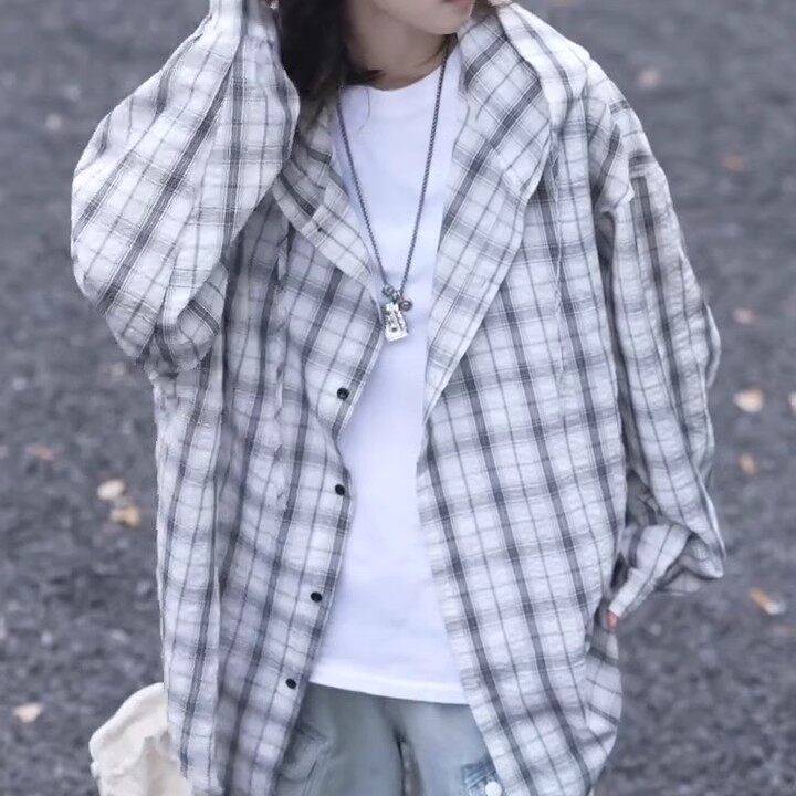 现货抖音品质连帽衬衫格子薄款透气防晒服FS001P35,男装防晒衣,星座1904A