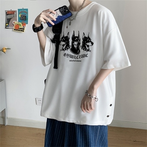 夏季休闲印花T恤港风宽松冰丝透气短袖TK425-P30控48图片