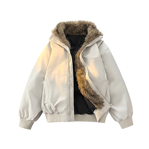 新款座山雕 美式复古显高立领棉服外套加绒高领棉衣MY2584 P100图片