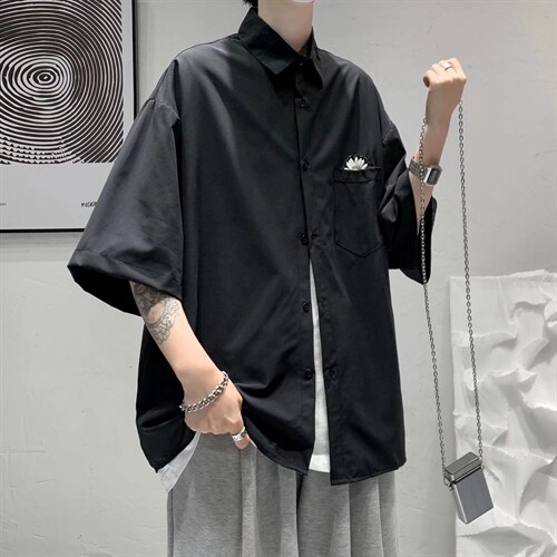 短袖衬衫男韩版潮流ins情侣上衣夏季新款宽松半袖衬衣CS128-p28，男装T恤，星座1008-2