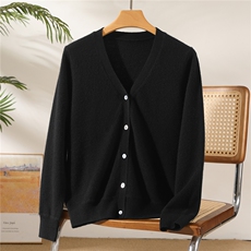 2025秋冬百搭时尚v领开衫针织羊绒衫，女装羊绒衫，澳坤羊绒