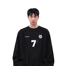 脏染运动球服卫衣男插肩长袖t恤工装休闲棒球上衣潮WY51P47，男装T恤，星座1013-5