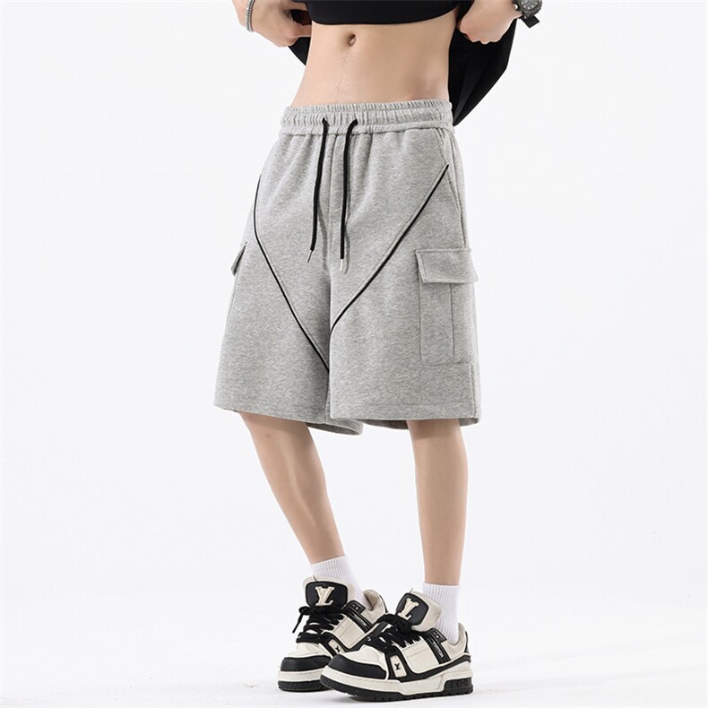 2025休闲时尚卫裤潮男口袋设计款夏季五分裤短裤25XD23069特批35，男装休闲裤，电商A042