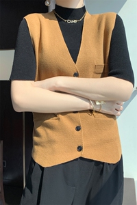 品牌高级感百搭马甲开衫女2025新款西装内搭羊毛针织无袖背心上衣图片