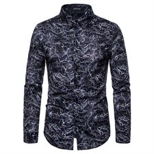 有弹力大厂出品2021年新款男士印花潮流长袖衬衫1812-YS019-P45，男装衬衫，星座1812