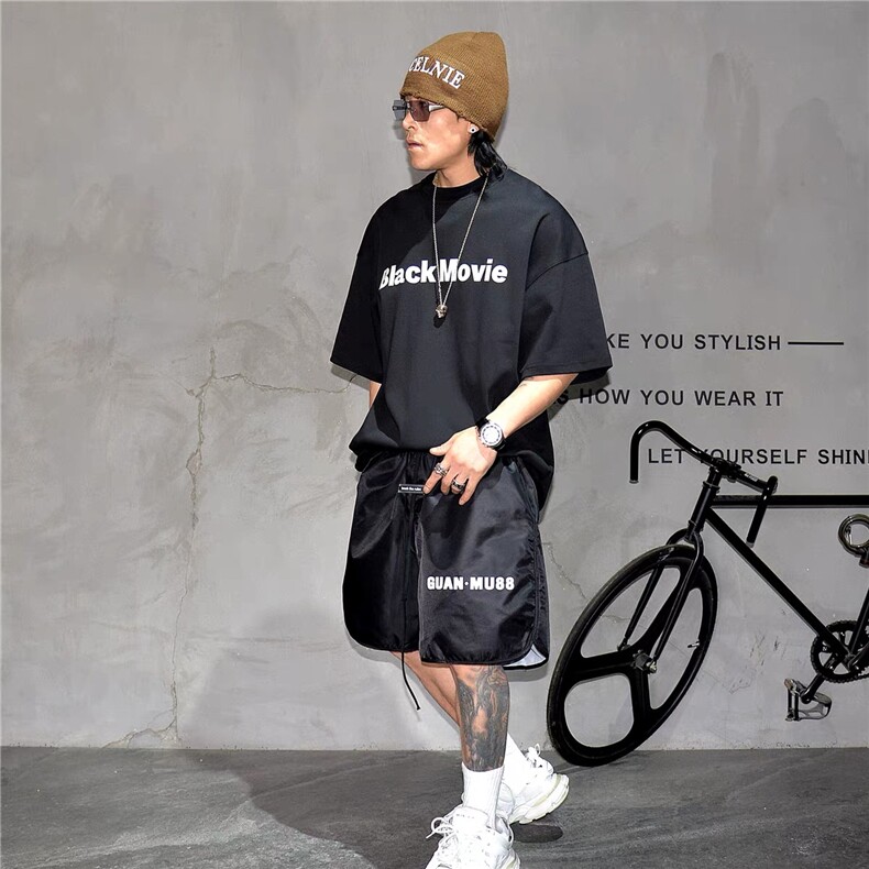 1506/QB15360/P36潮牌宽松简约字母短袖男半袖T挺阔t恤衫,男装T恤,星座1506