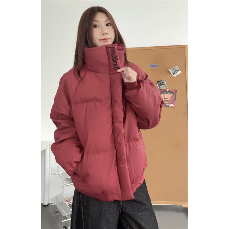 现货冬季三防重磅硬挺boxy短款羽绒刺绣立领PU皮棉衣外套加厚棉服，男装棉衣，电商A486-1