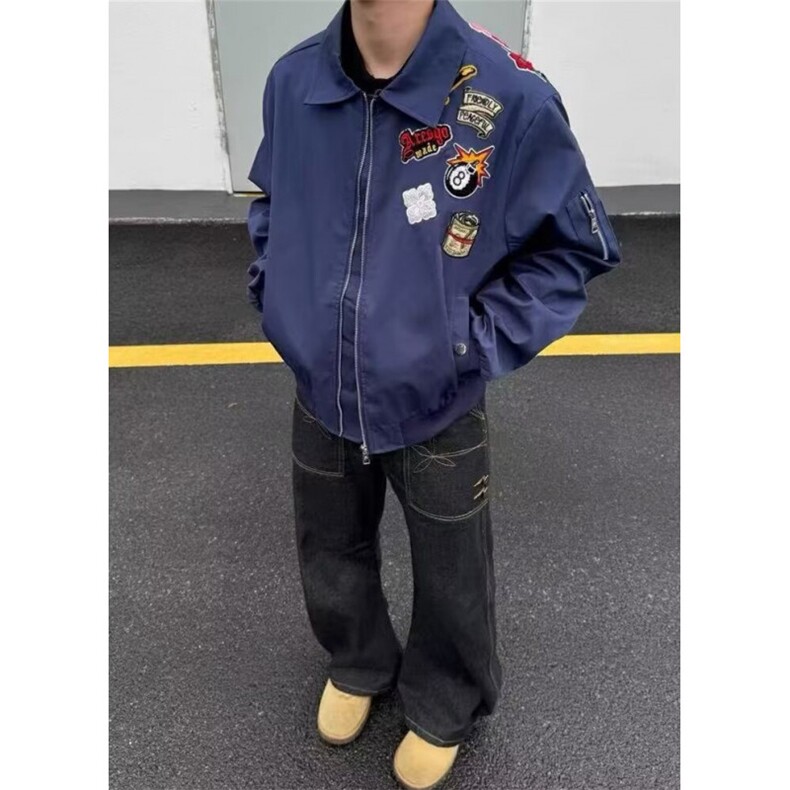 街头徽章字母图标棒球服外套男女宽松情侣休闲高街夹克FA18,男装夹克,星座1116A（原606A-3）