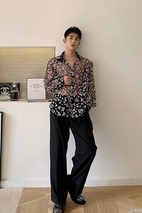 小众网红菊花镂空衬衣很仙的痞帅衬衫 H1025 P65图片