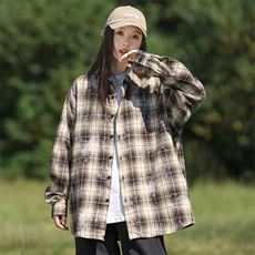 25年春季格子衬衫长袖大码宽松落肩现货DS-C323-1-2386-特批35，男装衬衫，电商C323-1