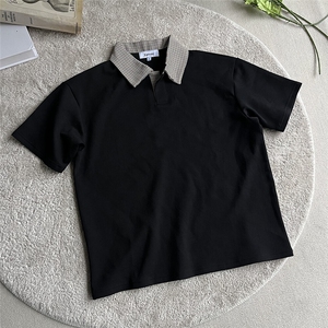 老钱风格子撞色POLO衫短袖T恤衫  D328-C9936-P55图片