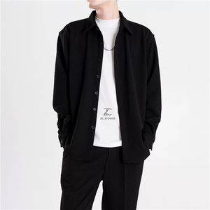轻熟小众垂感宽松时尚纯色简约衬衫套装肌理感两件套TZ51/P185图片