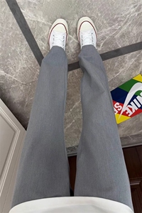 黑色弯刀微喇卫裤男美式垂感高腰提档裤子cleanfit直筒微喇运动裤图片