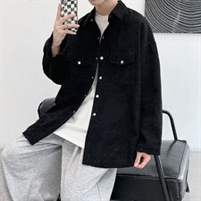 2025春夏新款灯芯绒港风纯色方领长袖休闲衬衫上衣D201-DM76-P45,男装衬衫,电商D321-1