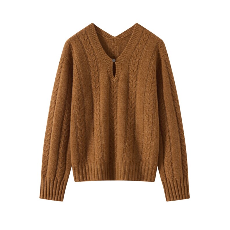 2025年秋季套头时尚百搭通勤简约休闲V领套衫，女装羊绒衫，泓仟羊绒