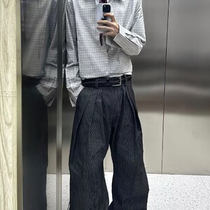 复古休闲裤男士春秋季百褶皱坠感垂感韩系潮流阔腿直筒长裤子潮图片