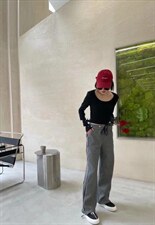 2021秋季新款松紧腰侧边拉链休闲宽松束脚卫裤，女装休闲裤，L·H·X