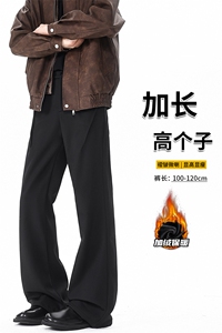cleanfit黑色微喇弯刀西裤美式高街裤子男直筒休闲西装裤KZ058P50图片