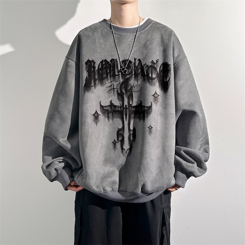 400克麂皮绒秋季上衣宽松潮牌百搭卫衣休闲外套男 WY301 P50 控68图片