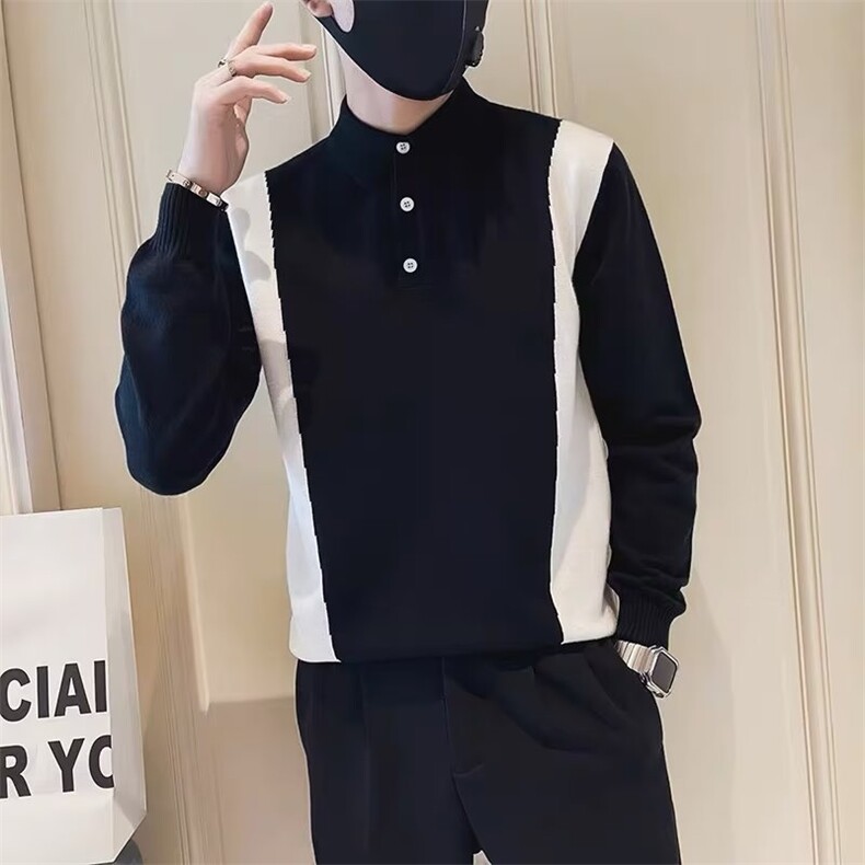 POLO衫领毛衣男长袖打底衫2024秋冬季内搭潮线衣翻领针织衫MY804,男装针织衫/毛衣,星座1116A-2（原606A-1）