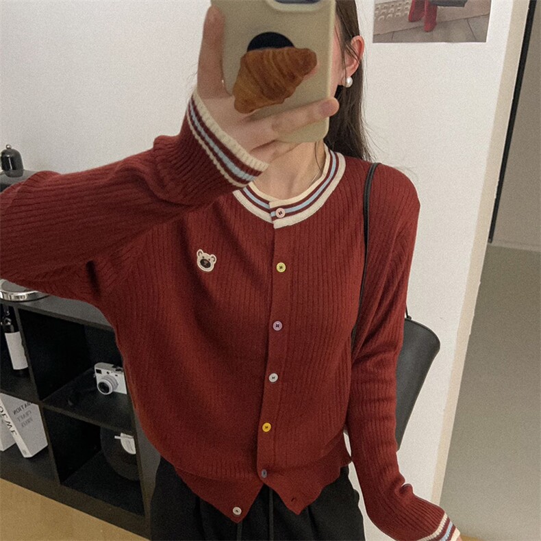 2025春秋冬新款圆领爱心刺绣毛衣开衫外套女针织衫上衣羊毛衫,针织衫/毛衣,佰米娇羊绒