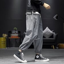 2021新款沙发灯芯绒黑色休闲宽松运动裤A061-K1859-P45控价65，男装休闲裤，电商A061