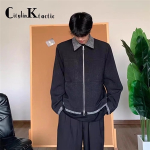痞帅风男外套春秋季夹克简约复古翻领夹克潮JK736-P85图片