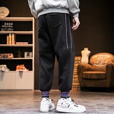2021秋季新日系大码男运动束脚条纹卫裤九分裤休闲裤K66-P45，男装休闲裤，电商A001