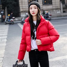 简约百搭短款立领羽绒棉服女2024冬新款小个子修身显瘦小棉衣外套，女装棉衣/棉服，韩蔻秀