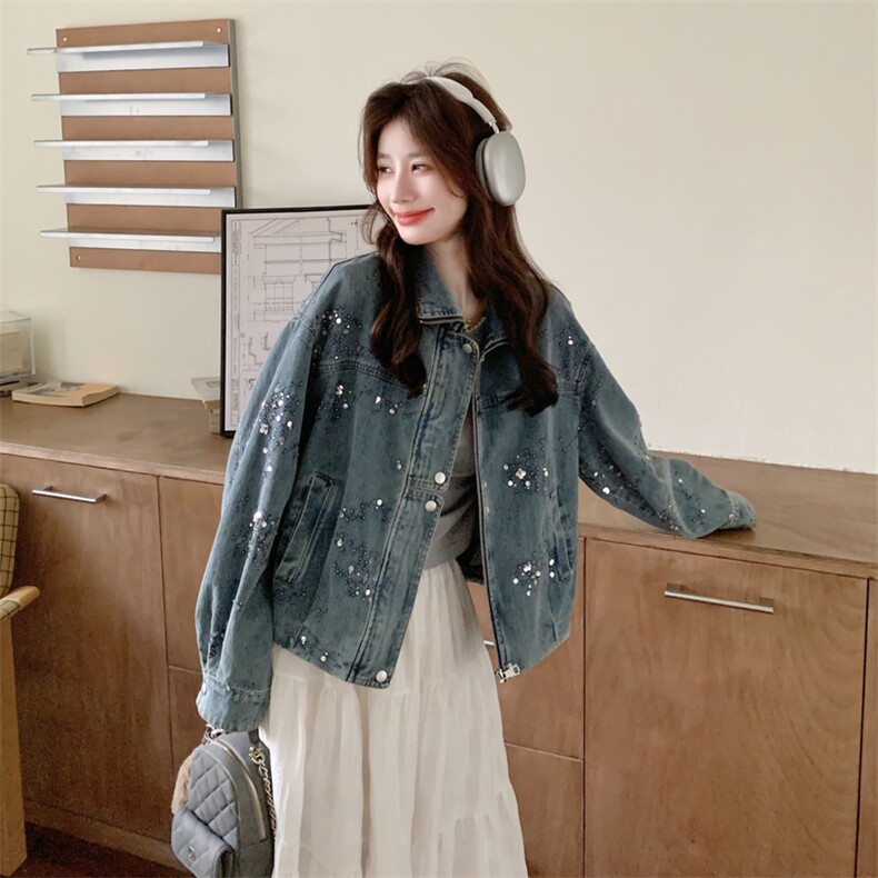 有备货26春季新款亮片牛仔外套6665-P180-K288,女装短外套,2C317