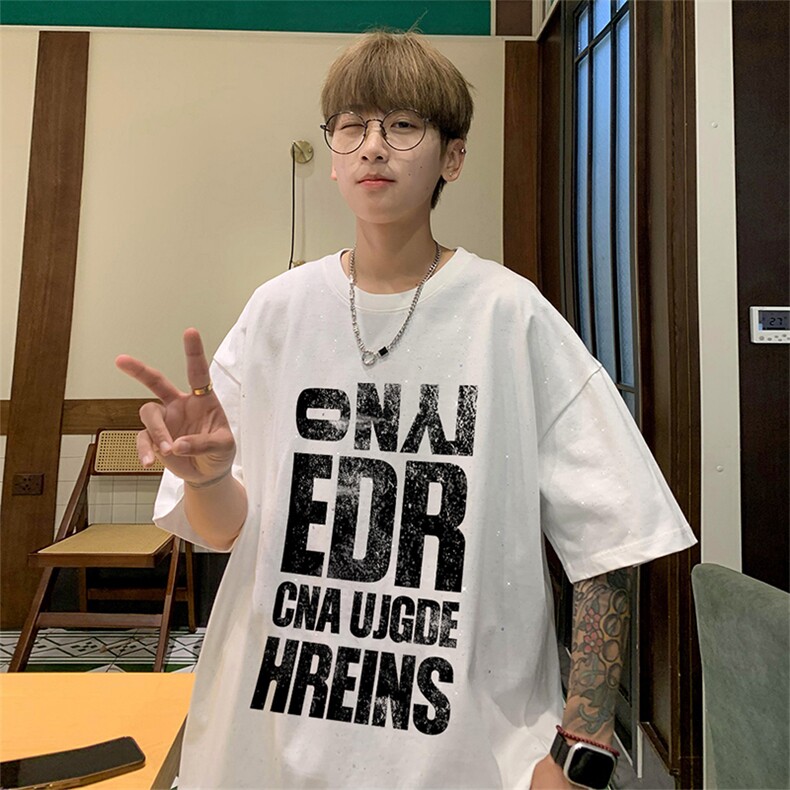 可48小时发货支持抖音得物来样二开 美式满天星亮片短袖T恤MTX710图片