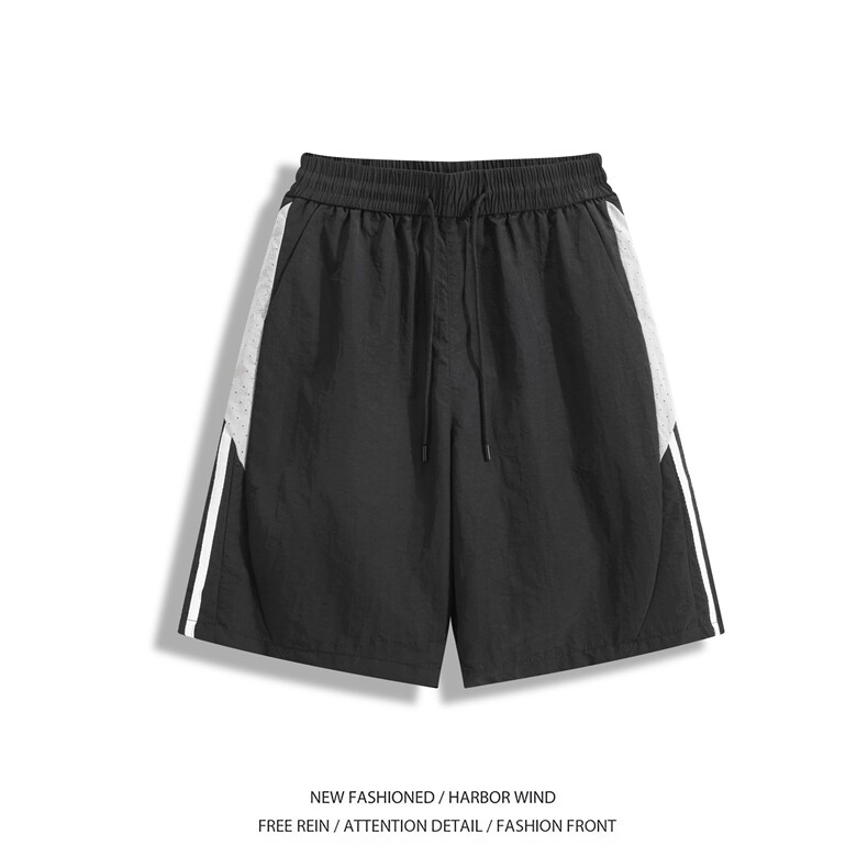 抖音品质夏季新款冰丝条纹宽松休闲五分裤B315-K24186-特p25控48,男装休闲裤,电商B315