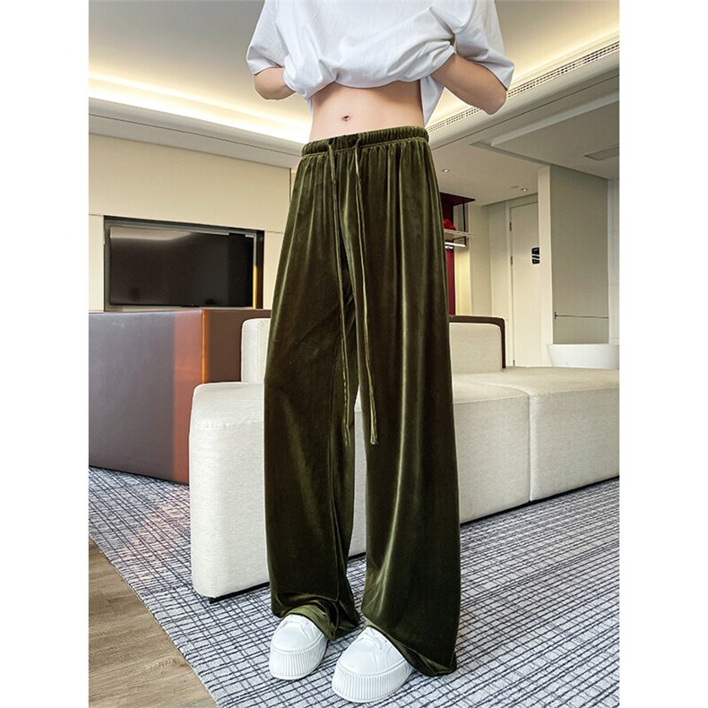 8XL-M 加绒美拉德宽松金丝绒阔腿裤垂感拖地裤K993P55加绒65控78图片
