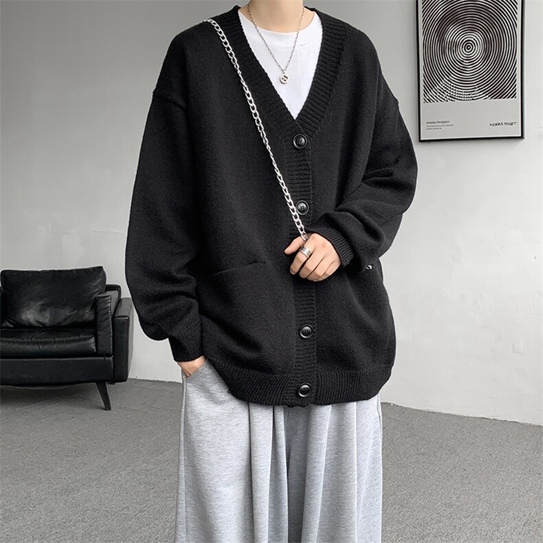 8XL-M大码V领开衫毛衣外套男日系复古宽松慵懒风针织衫KS002p55,男装针织衫/毛衣,电商B312