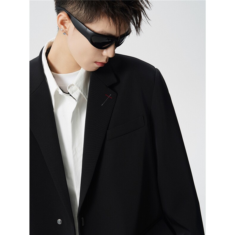 简约刺绣金属扣设计休闲西装大码M-5XL韩版西服男XF78085P85控128,男装西服,星座226-1