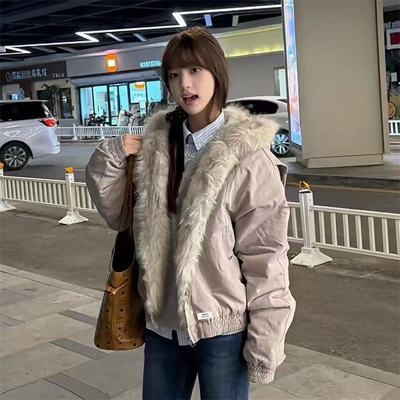 现货高品质美式高街冬季重磅硬挺短款座山雕毛领棉衣男女加厚外套,男装棉衣,电商A486