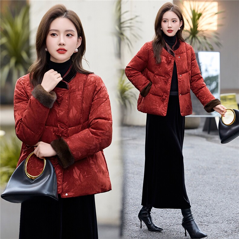 时尚立领棉服女2025冬季新款新中式宽松洋气短款棉服外套，女装棉衣/棉服，伊航服饰