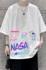 HT73186-P22NASA联名同款华夫格t恤男短袖男大码五分袖大皂风，男装T恤，电商A040