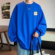 华夫格卫衣圆领卫衣男大码长袖t恤男外套HW76316-P30加绒款-P40，男装卫衣，电商A040