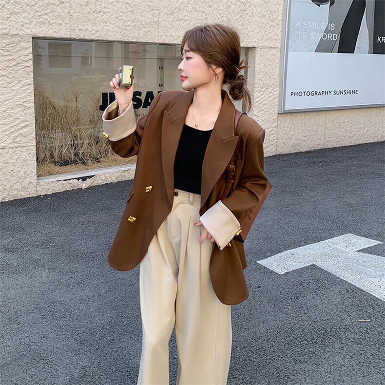 2025秋装现货设计感袖口撞色西装2C090-1835-P145-K208,女装西装,2C090