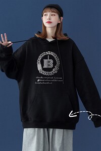 中性 秋季潮流字母印花上衣宽松连帽卫衣 W228 P35控58加绒P45图片